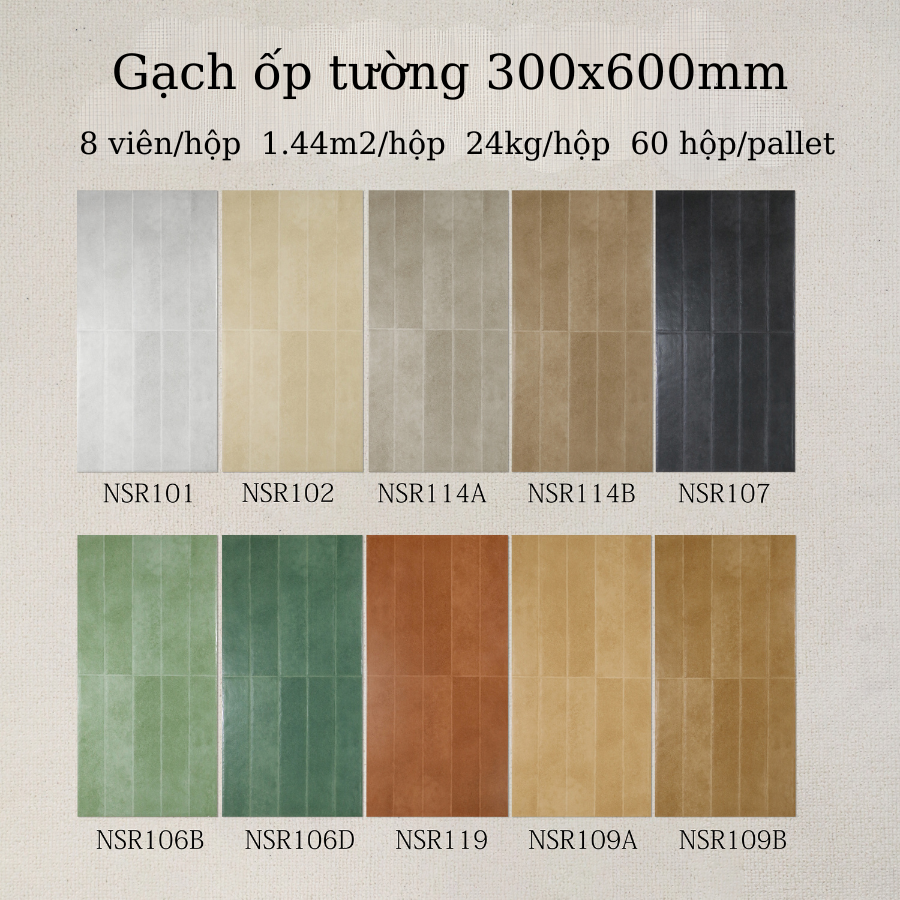 Gạch ốp tường KT 300x600mm mã  NSR101
