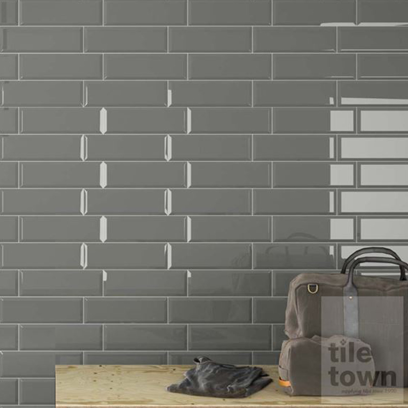 Gạch thẻ 100x300mm xám đậm bóng vát B10211-B
