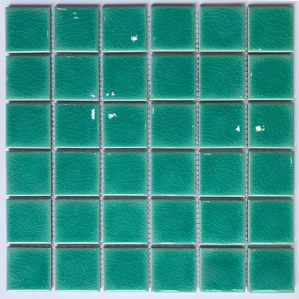 Gạch Mosaic gốm rạn đơn xanh ngọc 48x48mm mã  IID55434