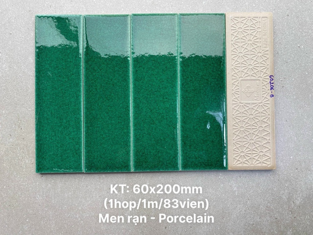 Gạch gốm men rạn KT 60x200mm xanh lá 60x200mm MBL60206-B