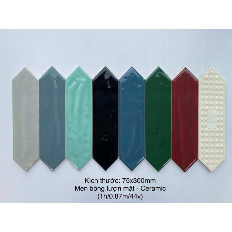 Gạch thẻ mũi tên 75x300mm xanh lá nhạt -  M75306J-1