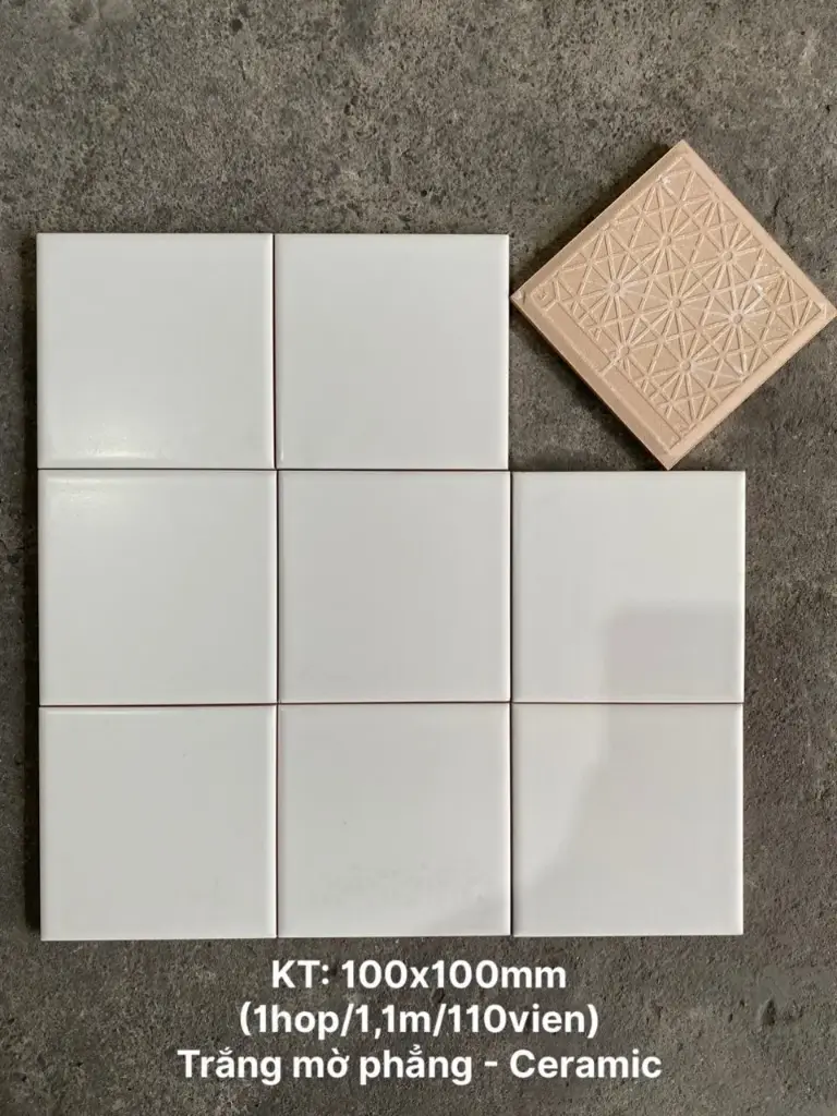 [DSC-M1100Y_S] Gạch thẻ VN, KT 100x100mm màu trắng mờ phẳng mã M1100Y_S loại ưu (1h/1.1m/110v)