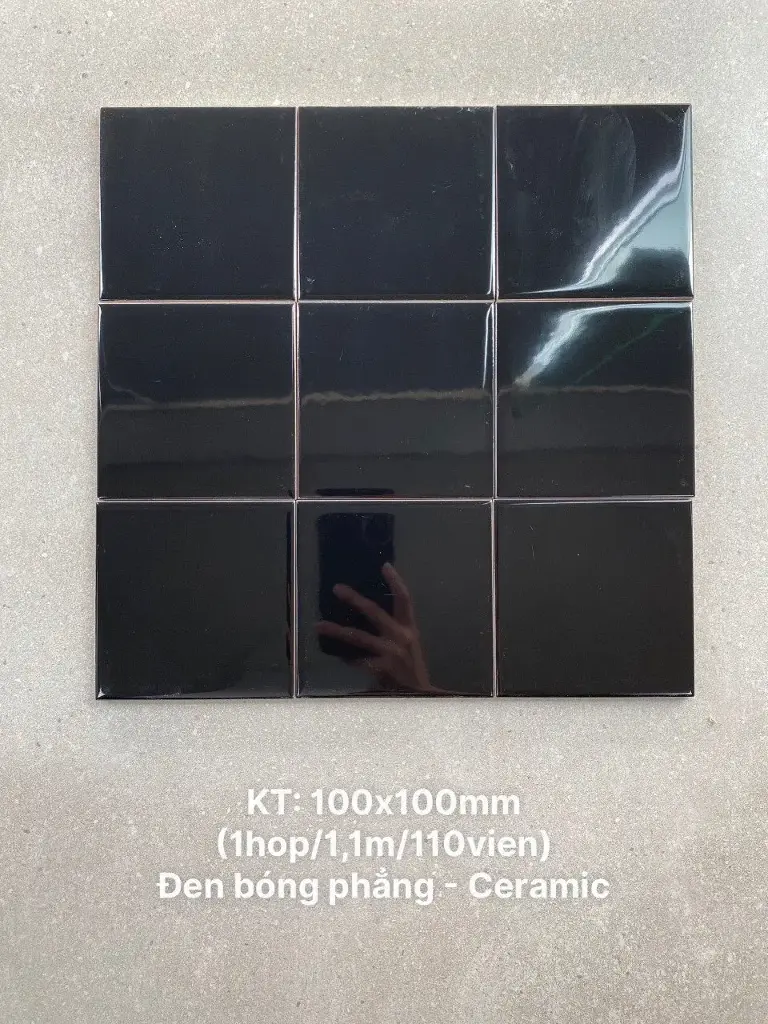 [DSC-M1107_S] Gạch thẻ VN, KT 100x100mm màu đen bóng phẳng mã M1107_S loại ưu (1h/1.1m/110v)