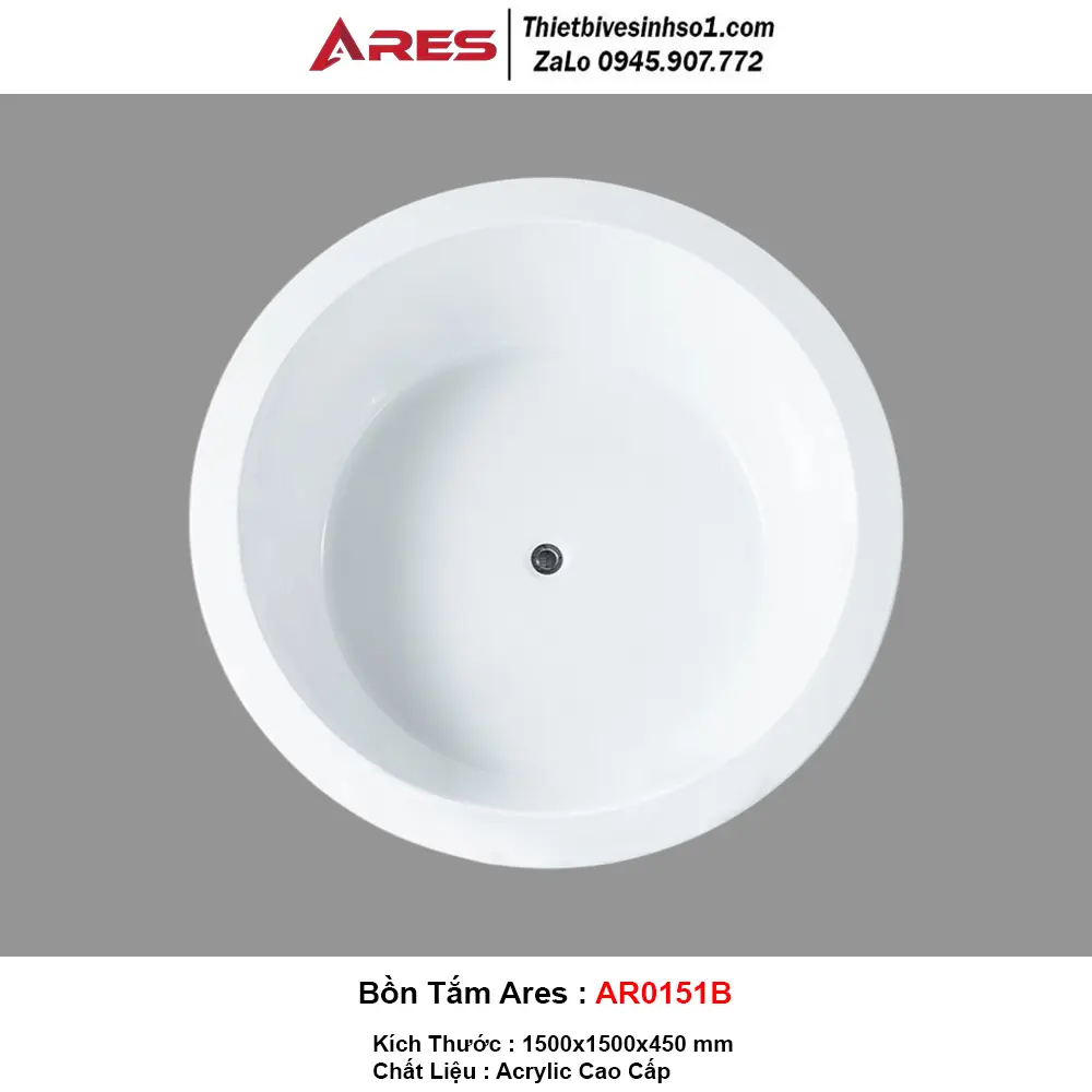 [DSC-AR0151B] Bồn tắm Ares ACRYLIC cao cấp AR0151B