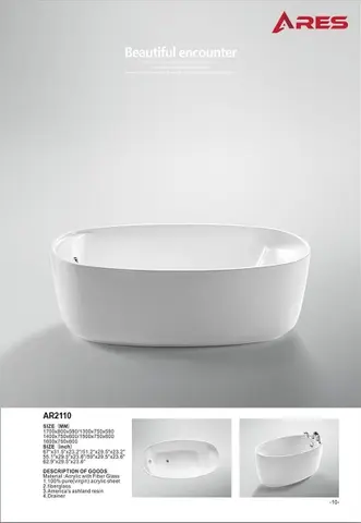 [DSC-AR2110-160M] Bồn tắm Ares ACRYLIC trắng AR2110-160M