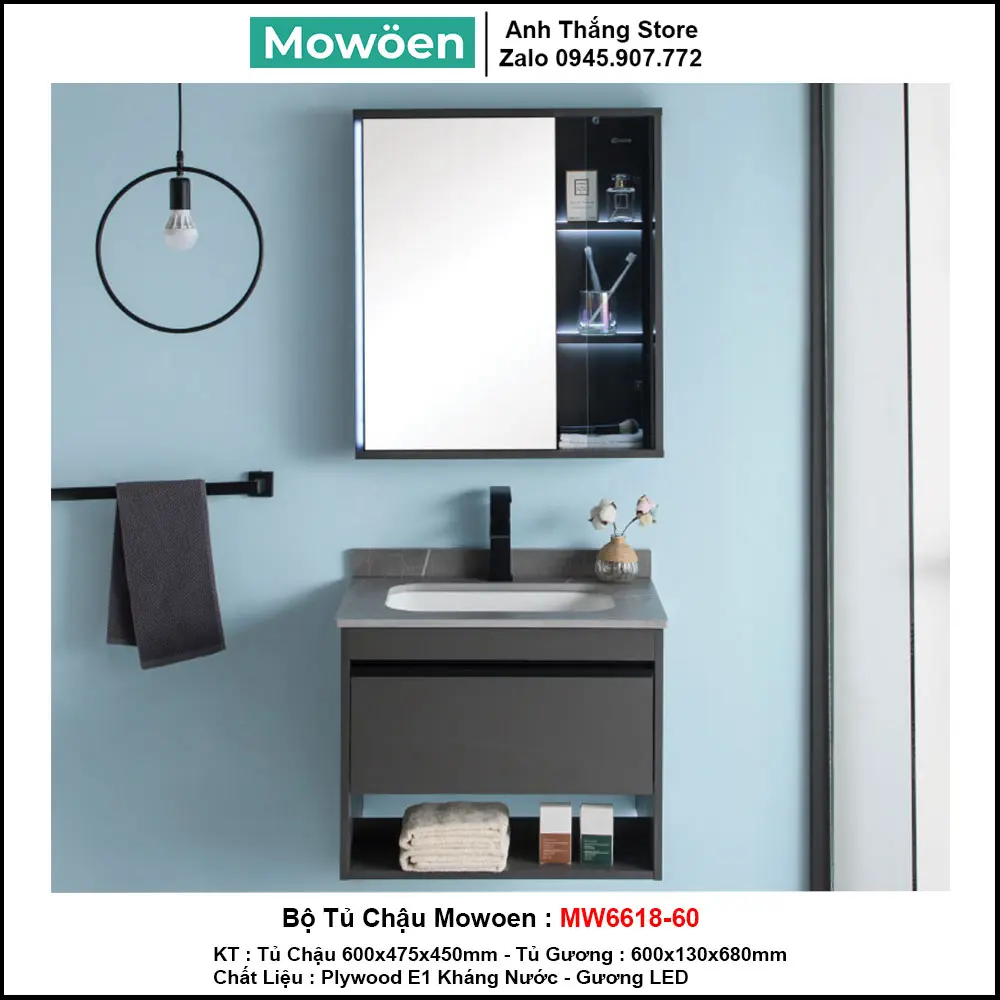 [DSC-MW6618-60] Bộ tủ chậu cao cấp Mowoen MW6618-60