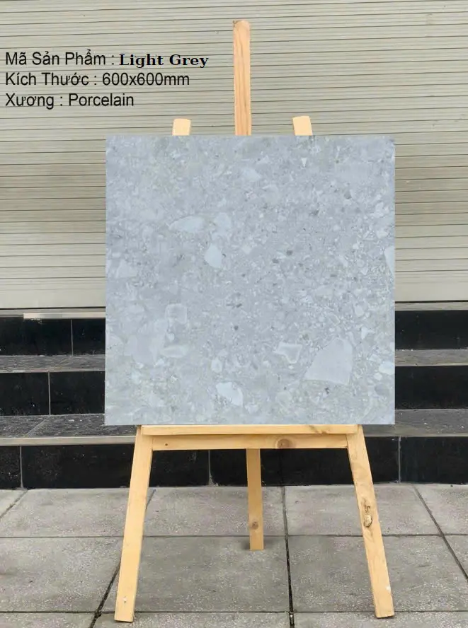 [DSC-Light Grey] Gạch Terrazzo DSH nhập khẩu Ấn Độ 600x600mm mã Light Grey