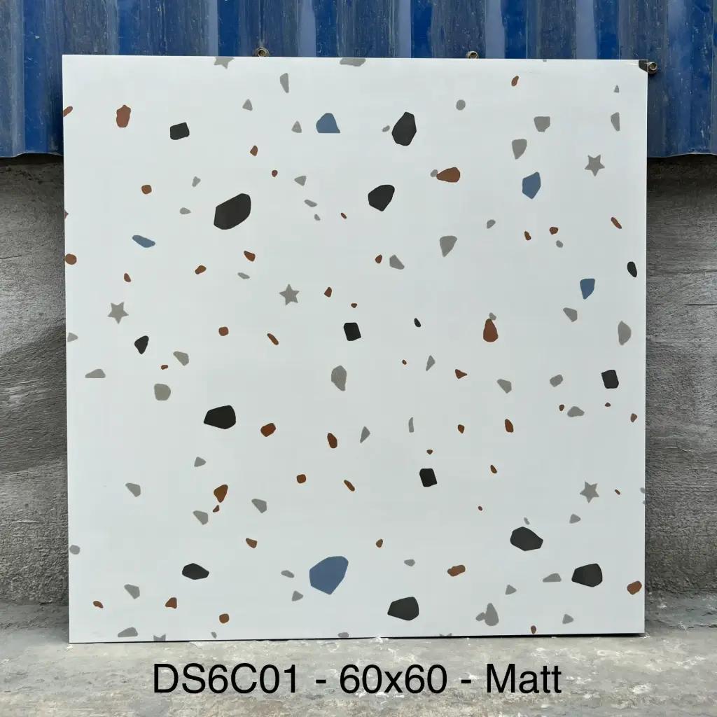 [DSC-6C01] Gạch Terrazzo TQ, KT 600x600mm Xương Porcelain mờ phẳng mã 6C01
