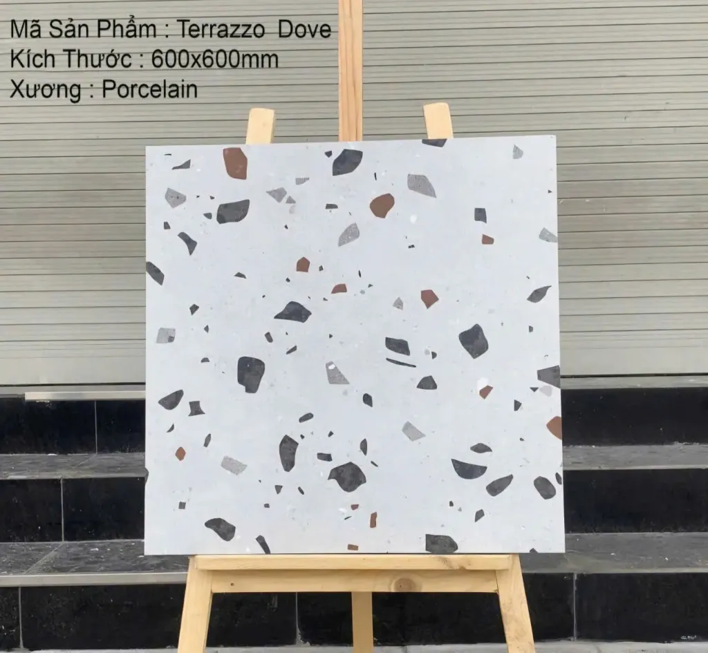 [DSC-Dove] Gạch Terrazzo Ấn Độ, KT 600x600mm xương đá mặt mờ mã Dove
