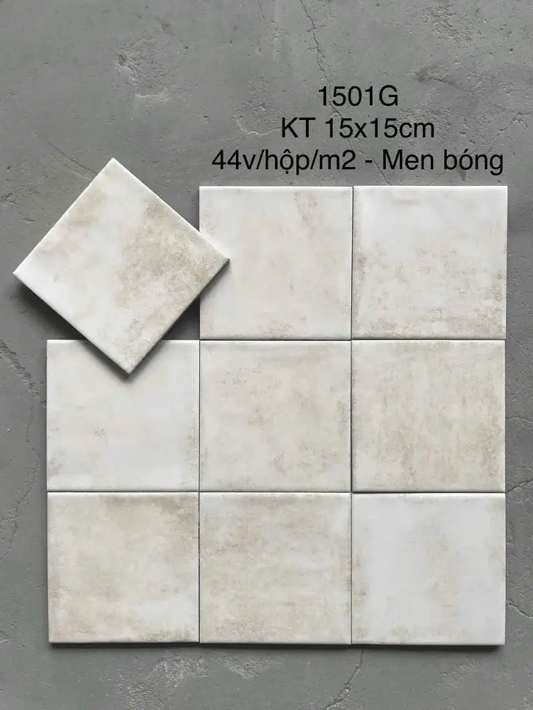 [DSC-LAN1501G] Gạch thẻ TQ, KT 150x150mm be bóng lượn mã LAN1501G