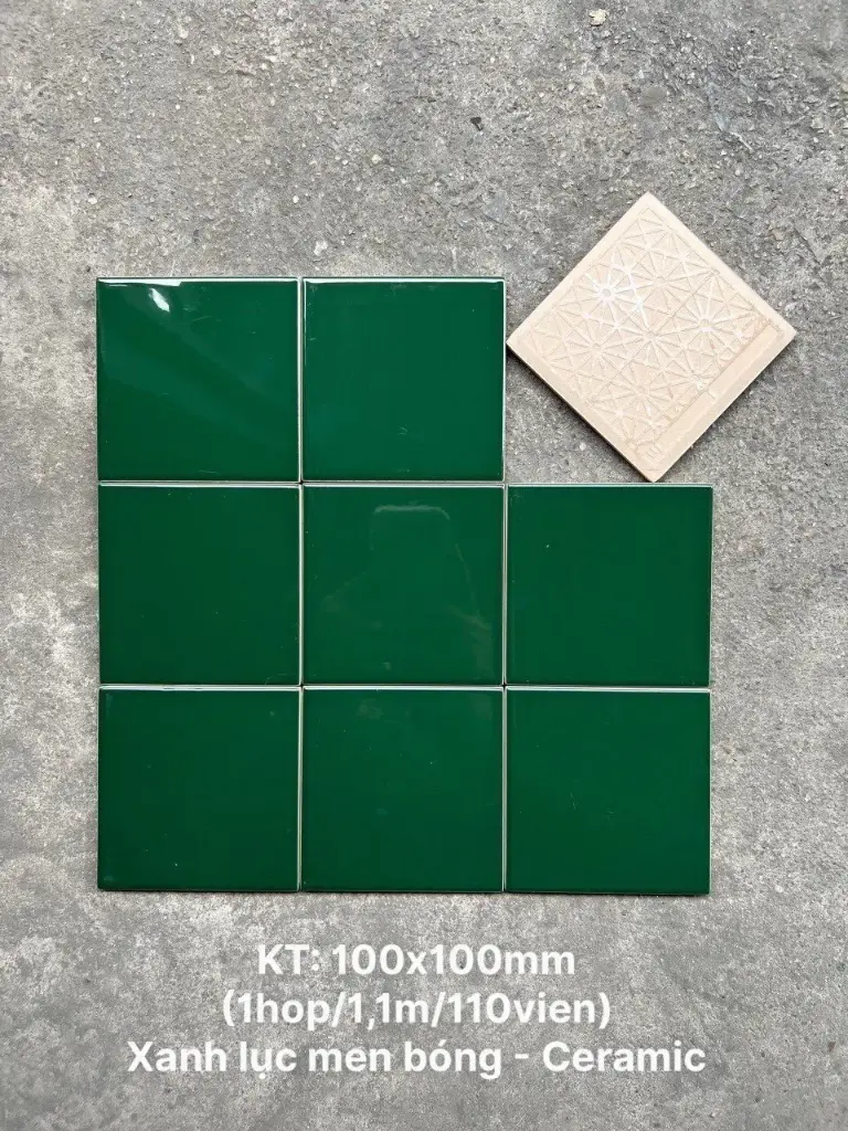 [DSC-M1112_S] Gạch thẻ VN, KT 100x100mm màu xanh đậm bóng phẳng mã M1112_S loại ưu