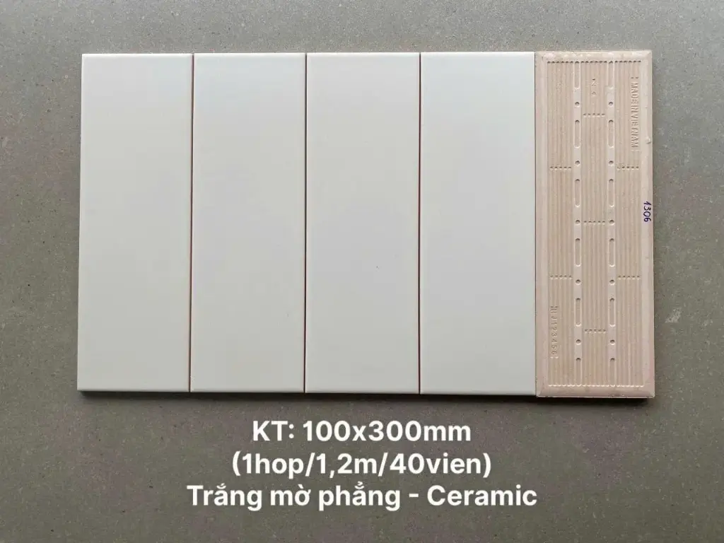[DSC-STA1306] Gạch thẻ VN, KT 100x300mm trắng mờ phẳng mã STA1306 loại 1