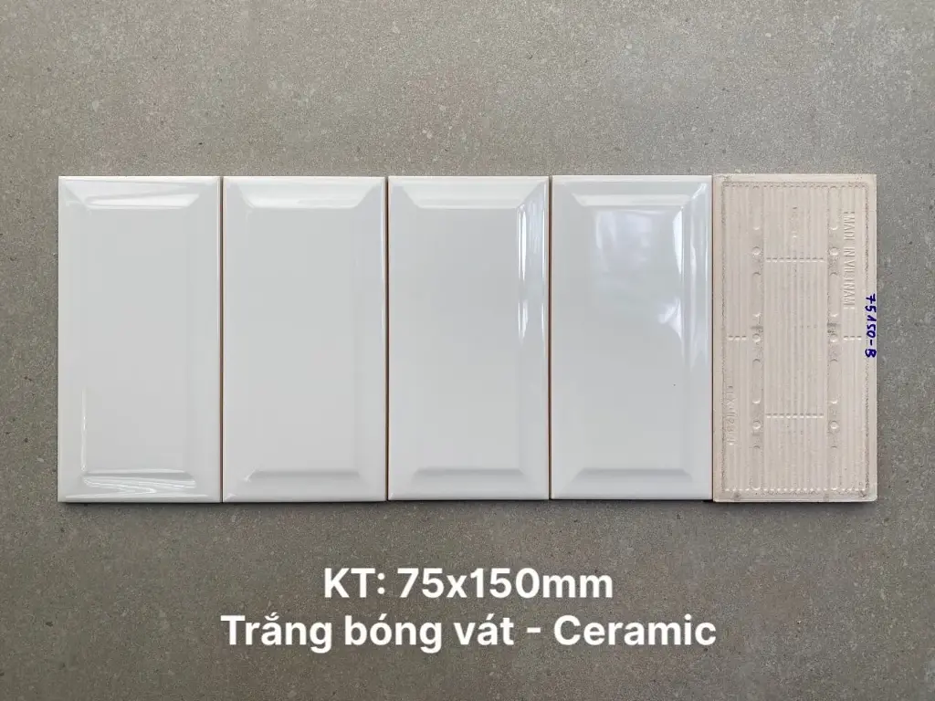 [DSC-PSTA75150-B] Gạch thẻ trang trí cao cấp VN, KT 75x150mm màu trắng bóng vát mã PSTA75150-B loại ưu (1h/1.35m/120v) (Art-Nr.6300069)