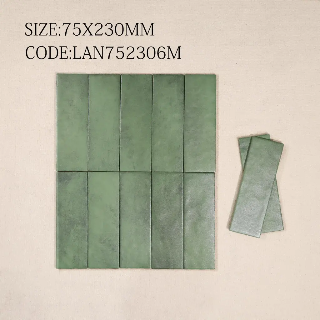 [DSC-LAN752306M] Gạch thẻ xanh lá men mờ KT 75x230mm (1h/0.97m/56v/17.5kg) mã LAN752306M