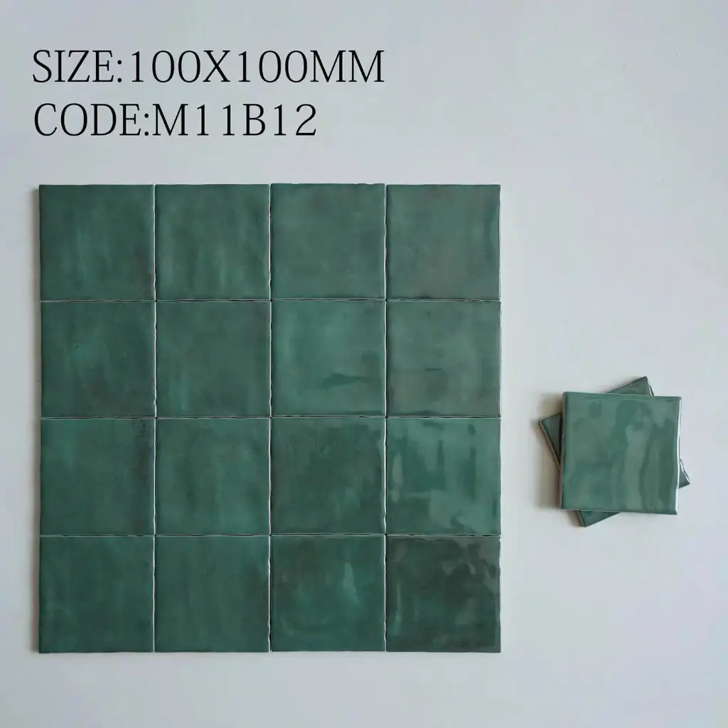[DSC-M11B12] Gạch thẻ xanh lục men bóng, KT 100x100mm, Mã M11B12