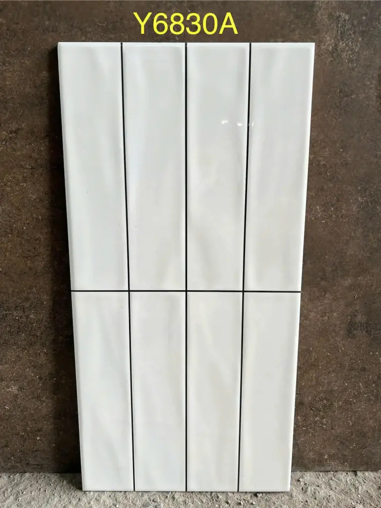 [DSC-6830A] Gạch trang trí giả thẻ trắng men bóng, KT 300x600mm, mã 6830A