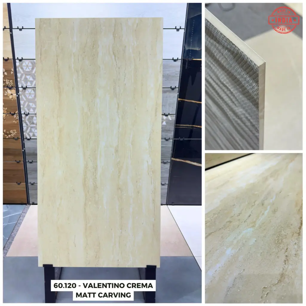 [DSC-Valentino Crema - Carving] Gạch Ấn Độ Men Matt KT 600x1200 mm Mã Valentino Crema - Carving