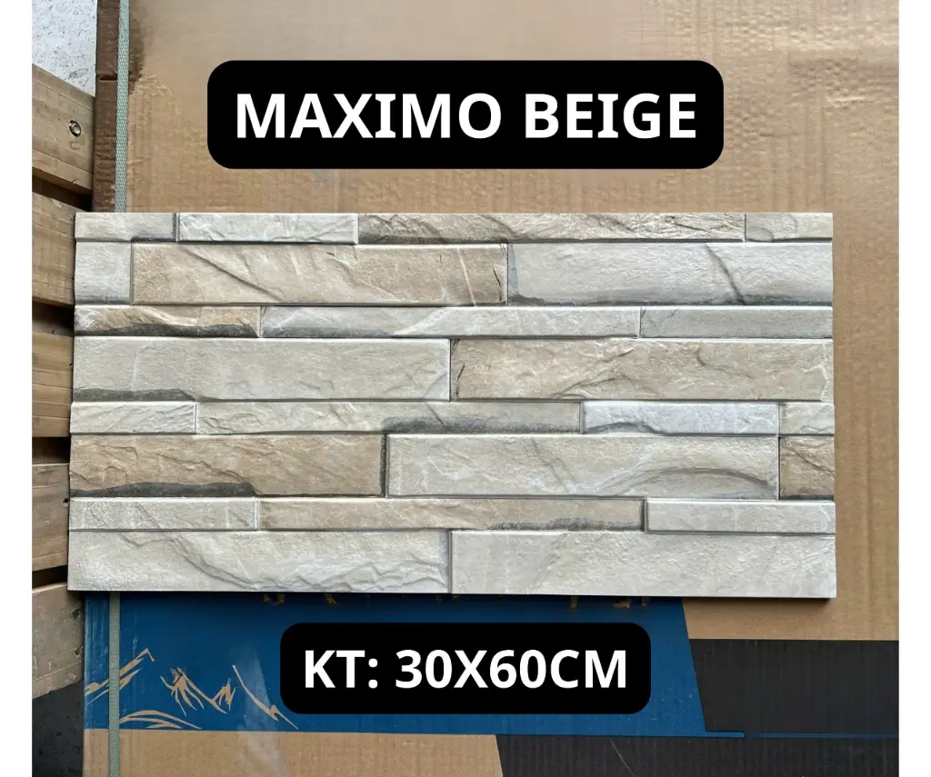 [DSC-Maximo Beige] Gạch Ốp Tường Giả Đá Nhập Khẩu Ấn Độ kt 300x600mm Mã Maximo Beige