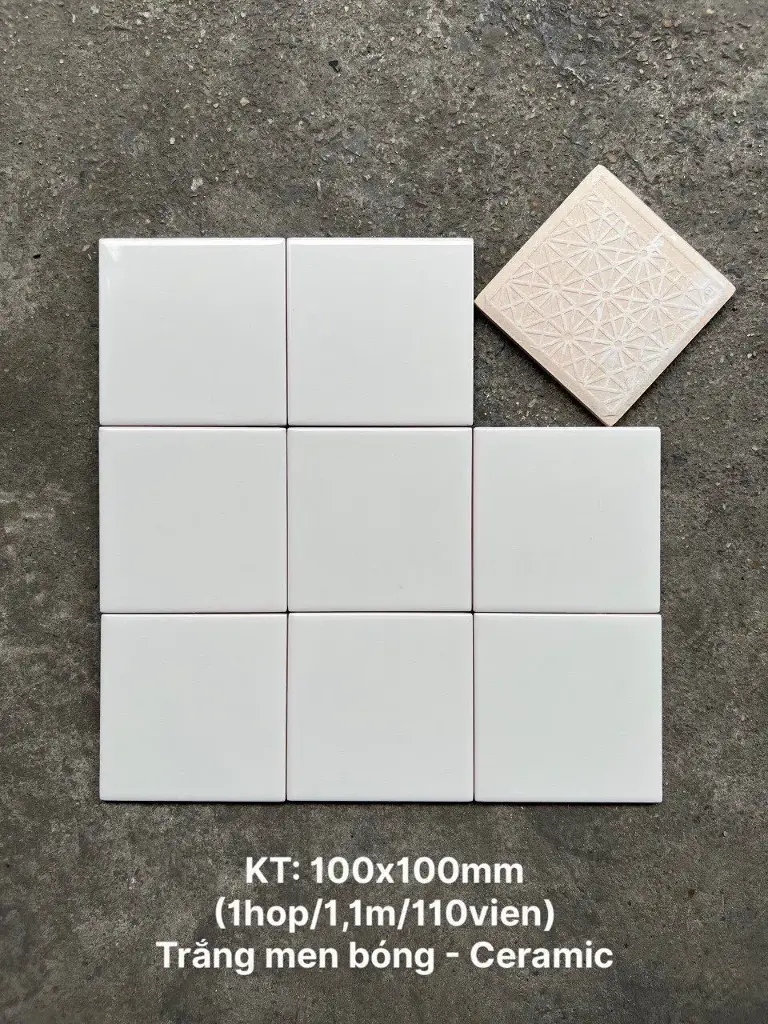 [DSC-M1100_S] Gạch thẻ VN, KT 100x100mm màu trắng bóng phẳng mã M1100_S loại ưu (1h/1.1m/110v)