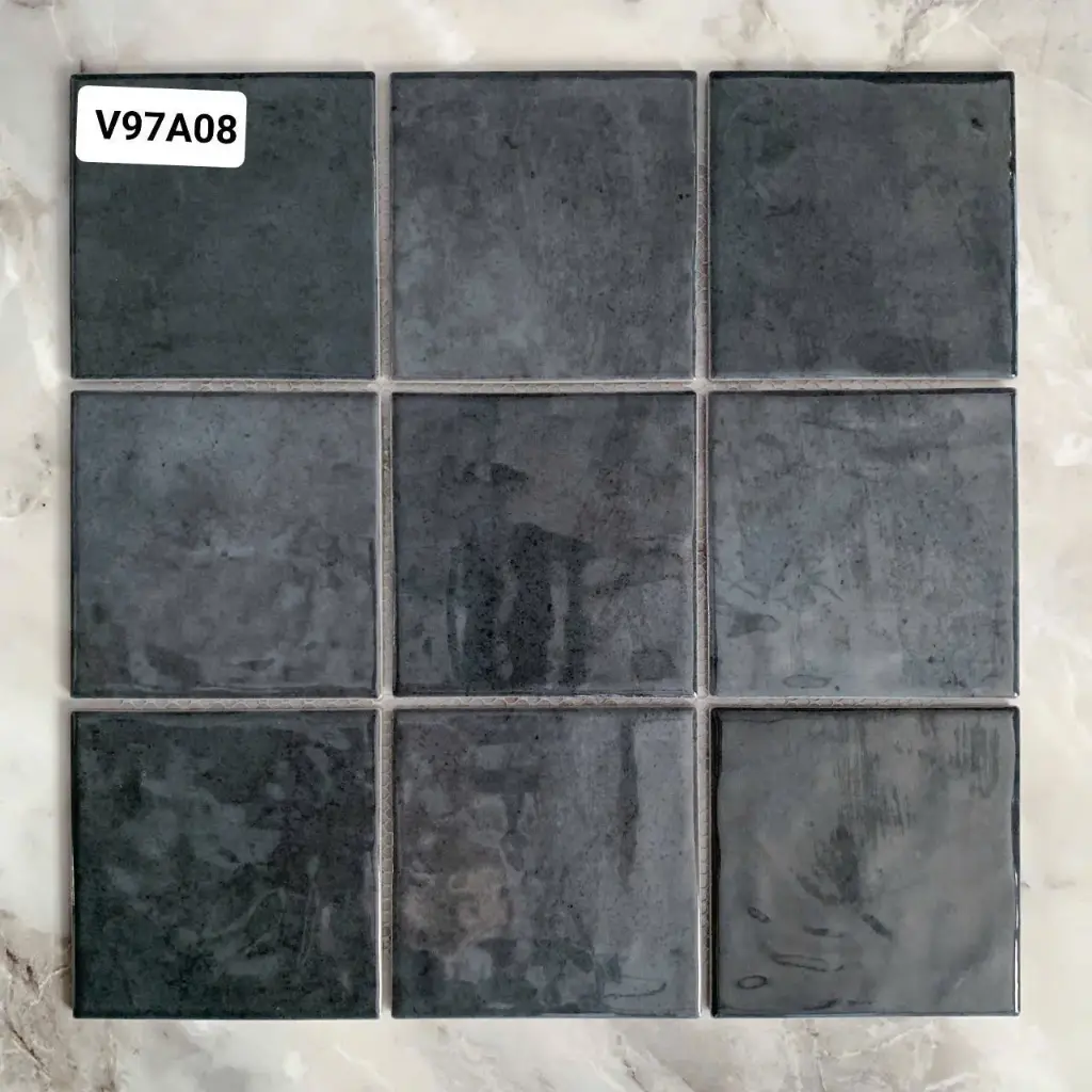 [DSC-V97A08] Gạch mosaic đen vuông, KT 97x97x6mm vỉ 300x300 mã V97A08