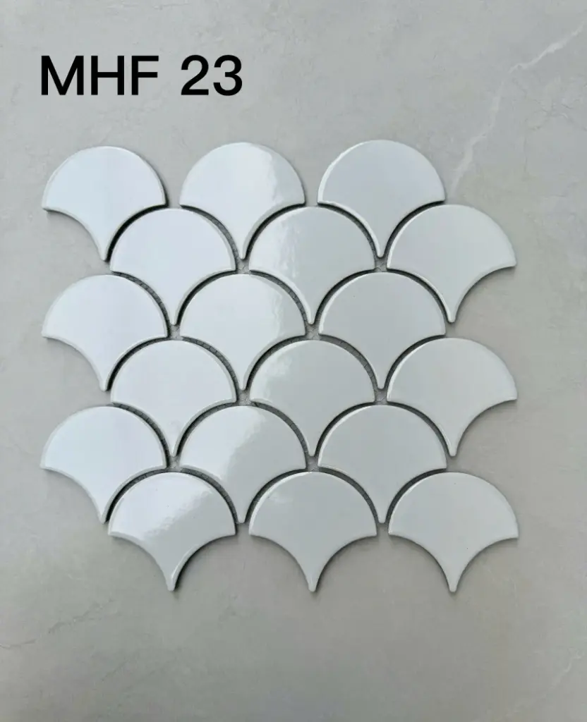 [DSC-MHF 23] Gạch mosaic vảy cá trắng mờ mã MHF 23