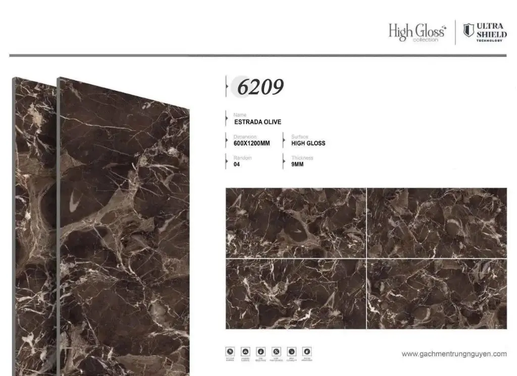 [DSC-6209] Gạch lát nền xám vân bóng KT 600x1200mm ESTRADA OLIVE mã 6209