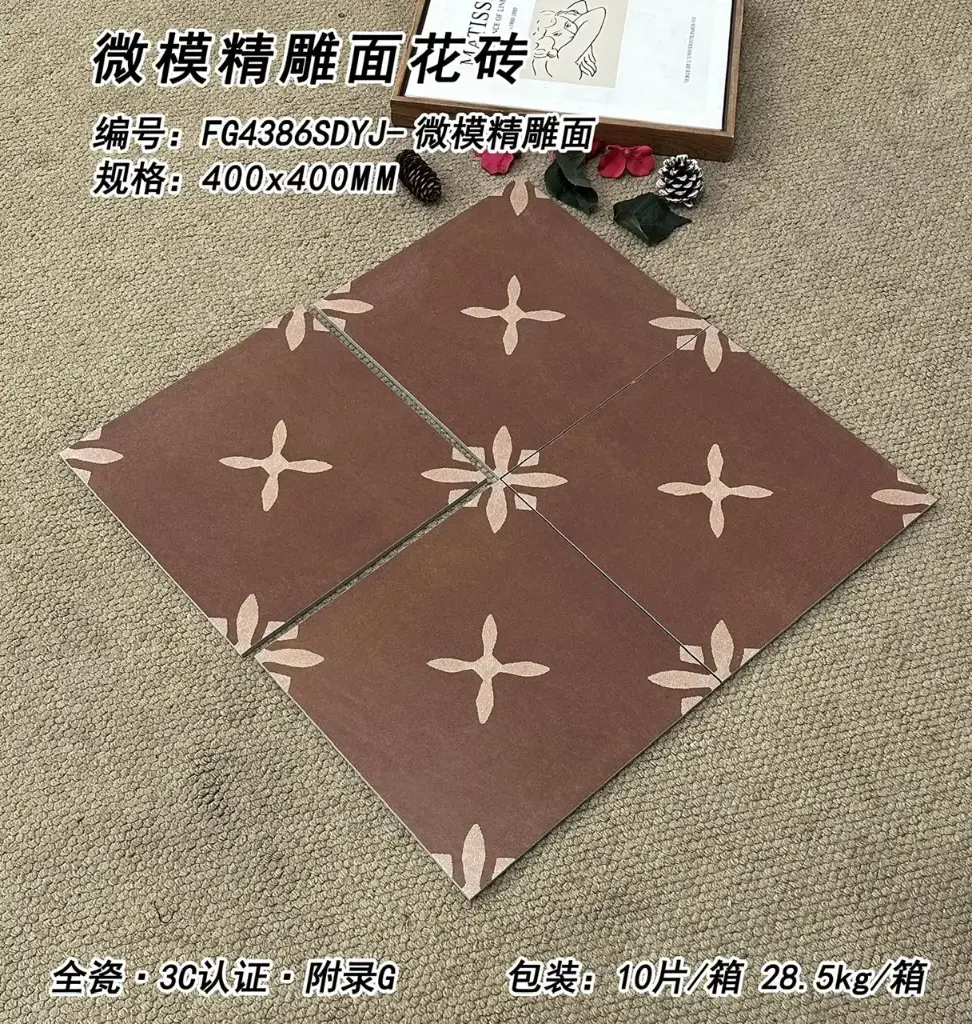 [FG4386SDYJ] Gạch bông TQ, KT 400x400 mm, Xương Porcelain mặt mờ mã FG4386SDYJ (FG4336J)