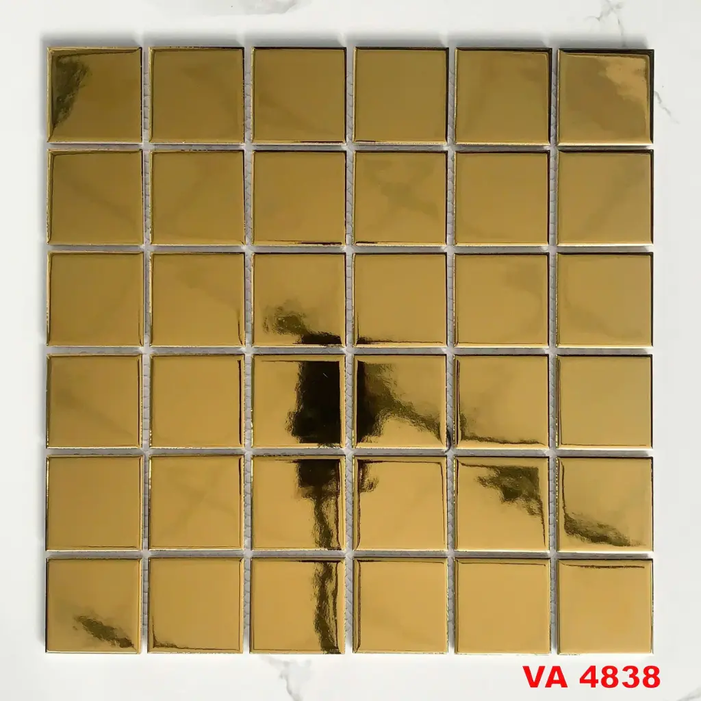 [DSC-VA4838] Gạch mosaic gốm vàng, KT vỉ 306x306mm, chip 48x48mm, mã VA4838 (22vỉ/hộp/2.06m2)