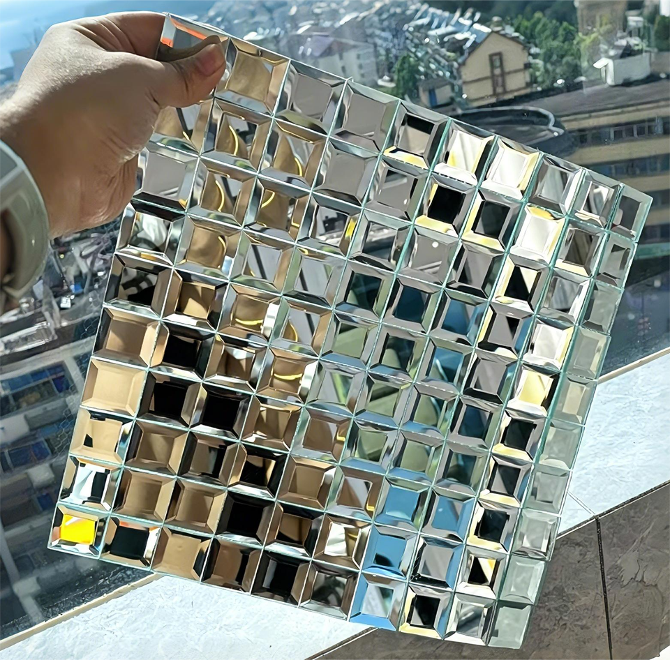 [DSC-2607-13315] Gạch Mosaic Thủy Tinh Crystal Tự Dán Bóng Gương Trang Trí Tường TV