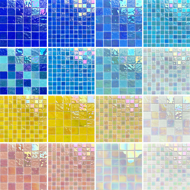 [DSC-2607-12828] Gạch Mosaic Thủy Tinh Iridescent FF7001 300x300mm - Trang Trí Bể Bơi & Khách Sạn