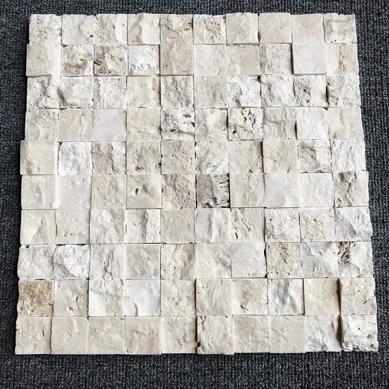 [10001396925761] Modern Style Natural Marble Travertine Stone Mosaic for Bathroom Hotel TV Background Wall Brick Entrance Bar