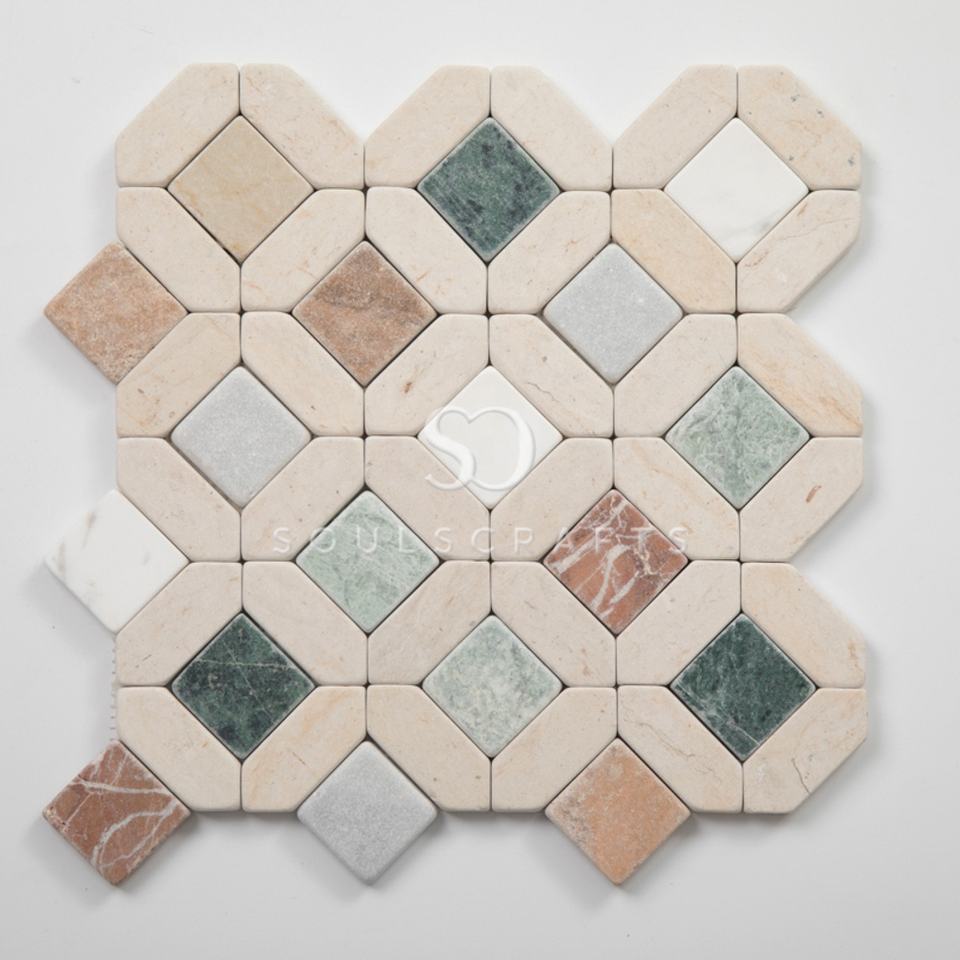 [DSC-2607-30499] Gạch Mosaic Đá Cẩm Thạch Soulscrafts FSC-MM-BW21224 - Nhiều Màu Sắc