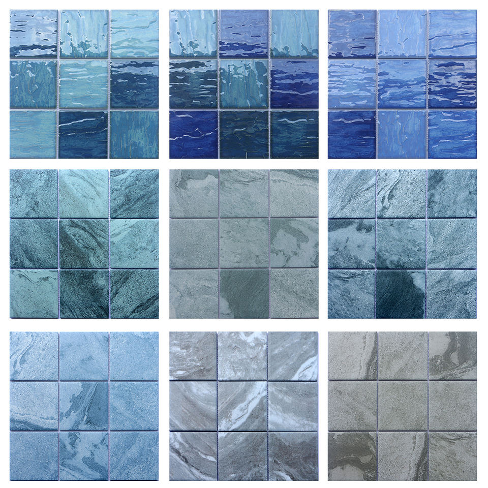[DSC-2607-17414] Gạch mosaic gốm màu xanh có sẵn, tự dán, dùng cho sàn hồ bơi, bếp và tường nội thất, dễ thi công, phong cách hiện đại