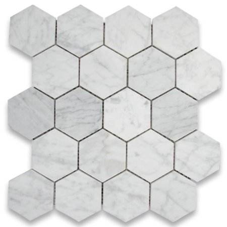 [DSC-2607-94584] Gạch Mosaic Đá Cẩm Thạch Carrara Trắng Hình Lục Giác OST-SM007-1