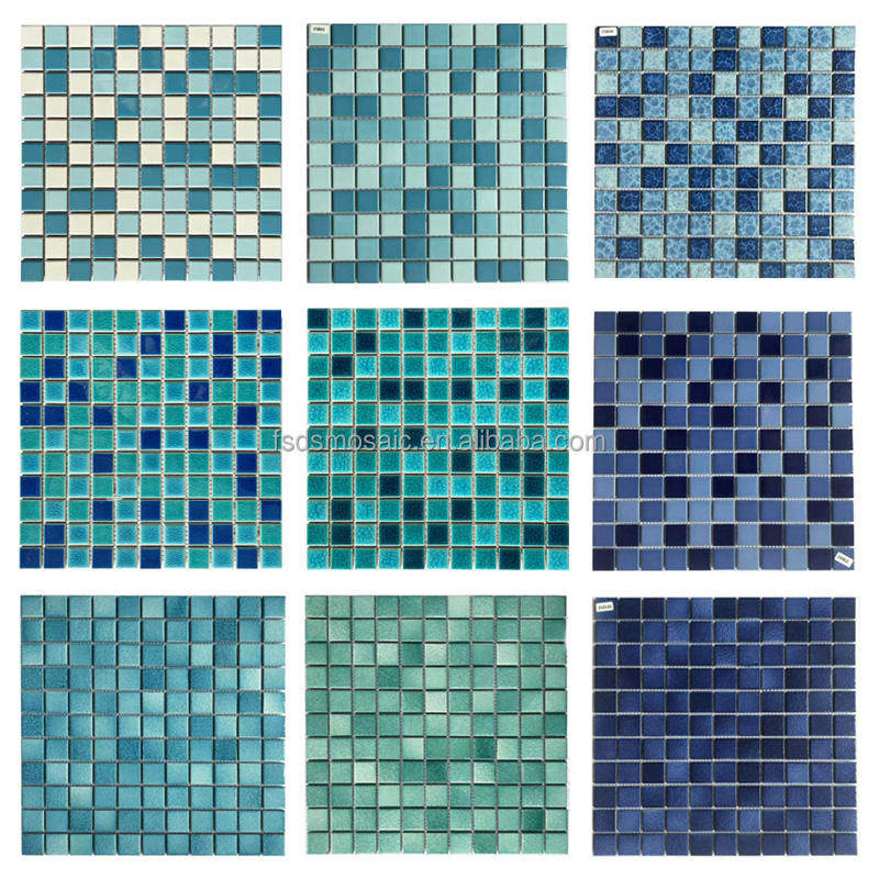 [DSC-2607-51903] Gạch mosaic kính tùy chỉnh màu xanh tự nhiên cho phòng tắm và hồ bơi, màu sắc chân thực, hiệu ứng pha lê