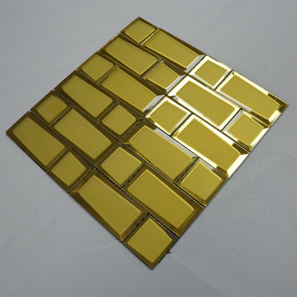 [DSC-2608-30845] Gạch mosaic gương kính bạc vát cạnh hình vuông hiện đại, dày 4mm, tự dính, ốp tường nội thất khách sạn, hồ bơi kiểu parquet