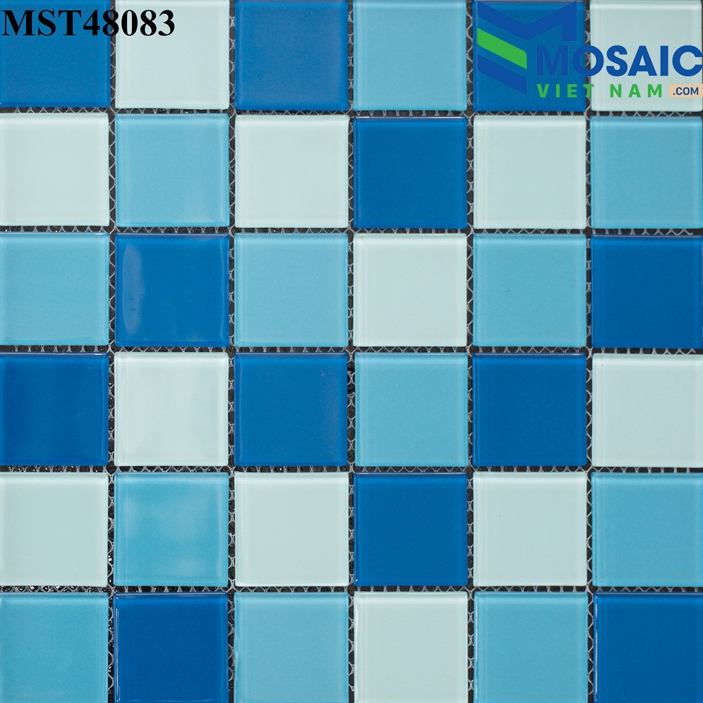 [DSC-2608-68703] Gạch Mosaic Thủy tinh 3 màu xanh ngọc trộn 48×48 MST 48083