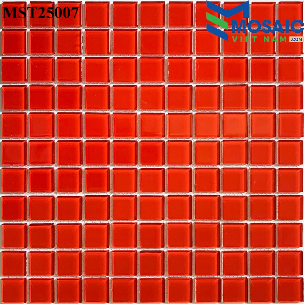 [DSC-2608-58559] Gạch Mosaic thủy tinh đỏ 25×25 MST 25007