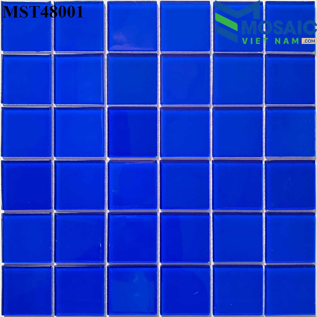 [DSC-2608-37284] Gạch Mosaic Thủy tinh đơn màu xanh đậm 48×48 MST 48001