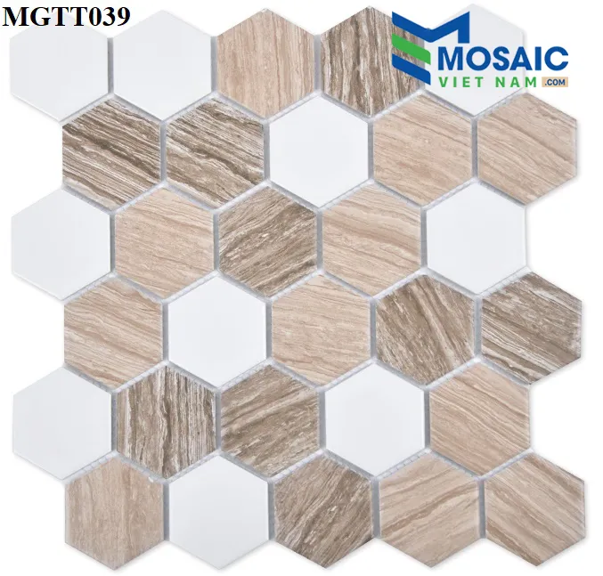 [DSC-2608-57695] Gạch Mosaic Gốm sứ lục giác men bóng 53×6 MGTT039