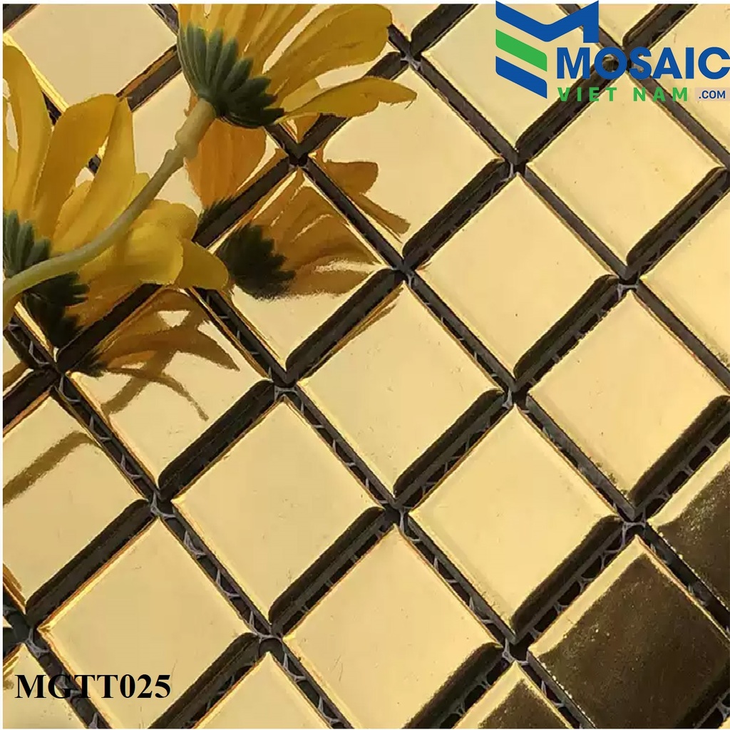 [DSC-2608-91101] Gạch Mosaic Gốm sứ vàng men bóng 25×25 MGTT025