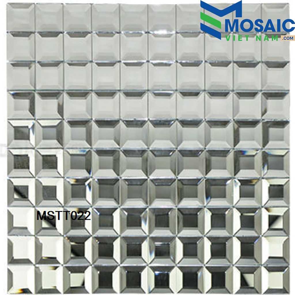 [DSC-2608-47018] Gạch Mosaic Kim cương vát cạnh-thủy tinh tráng gương trắng 30×30 MSTT 022
