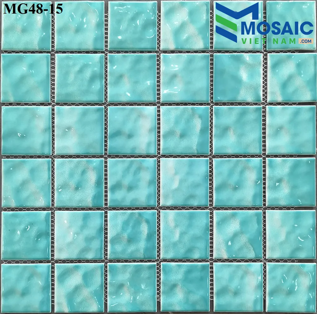 [DSC-2608-15858] Gạch Mosaic Gốm Sóng Biển màu ngọc 48x48x6mm MG48-15