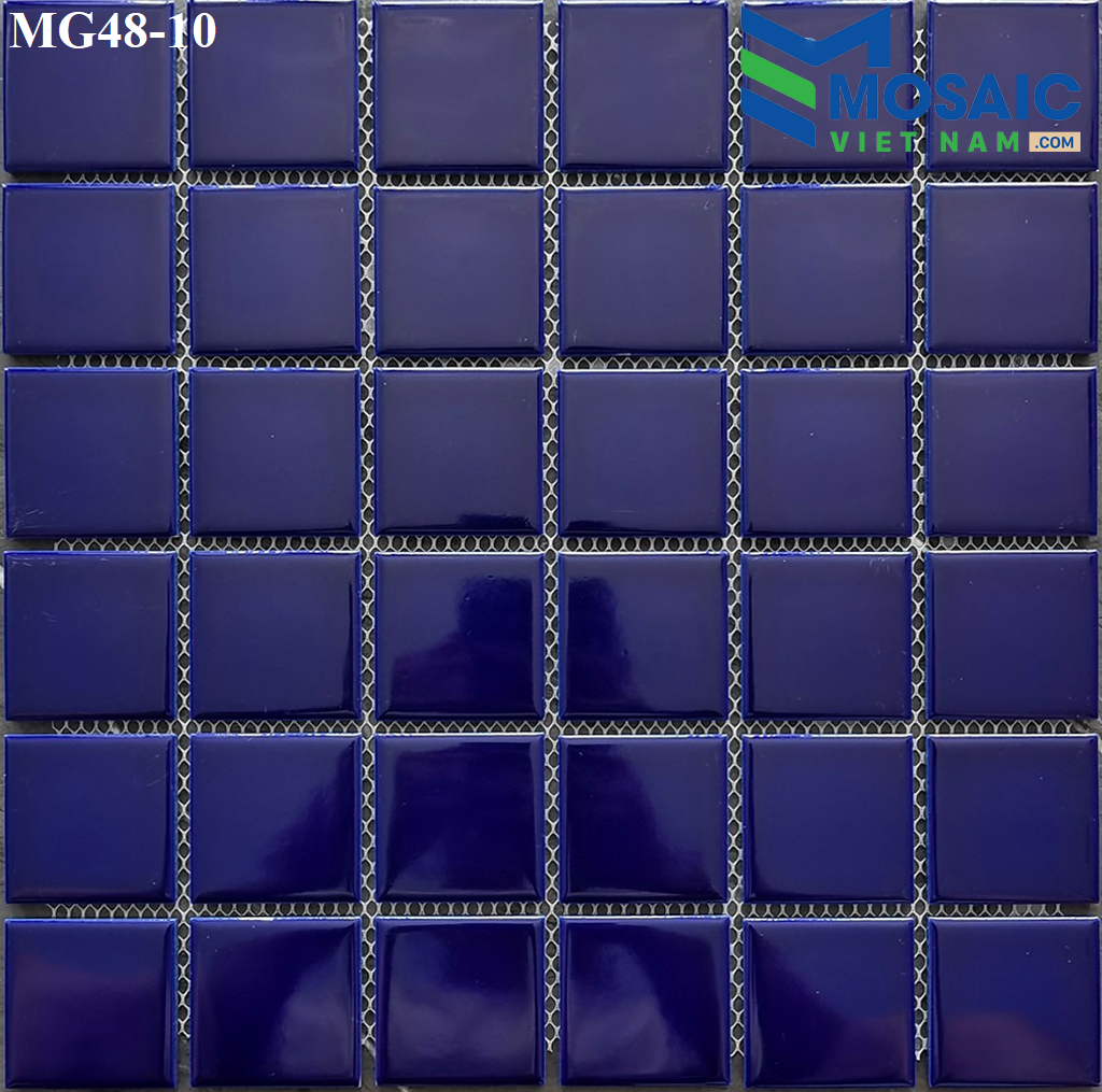 [DSC-2608-63310] Gạch Mosaic Gốm men trơn đơn màu xanh đậm 48x48x6mm MG48-10