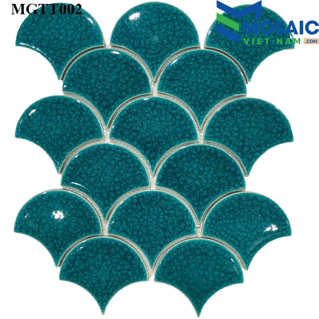 [DSC-2608-30055] Gạch Mosaic Gốm vảy cá xanh ngọc rạn MGTT002