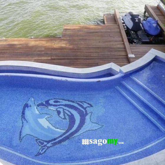 [DSC-2608-55148] Gạch Hồ Bơi Thủy Tinh Hình 2 Con Cá Heo