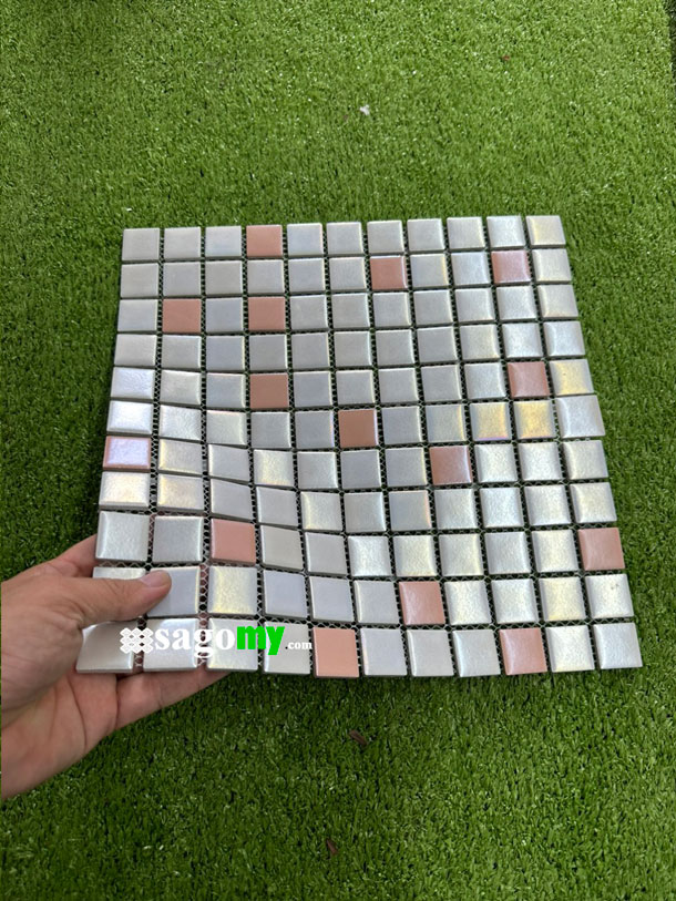 [DSC-2608-99477] Gạch Mosaic Vuông Hỗn Hợp Màu Trắng Hồng