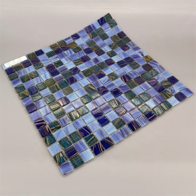 [DSC-2607-89940] Gạch mosaic kính cao cấp màu xanh họa tiết cá heo nghệ thuật cho hồ bơi, ốp tường bếp và lò sưởi