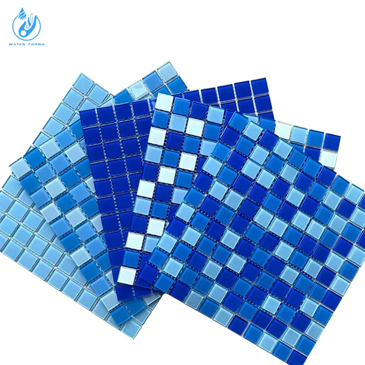 [DSC-2607-44595] Gạch mosaic hồ bơi men xanh Water Crown F-286-S, kích thước 25 x 25 mm