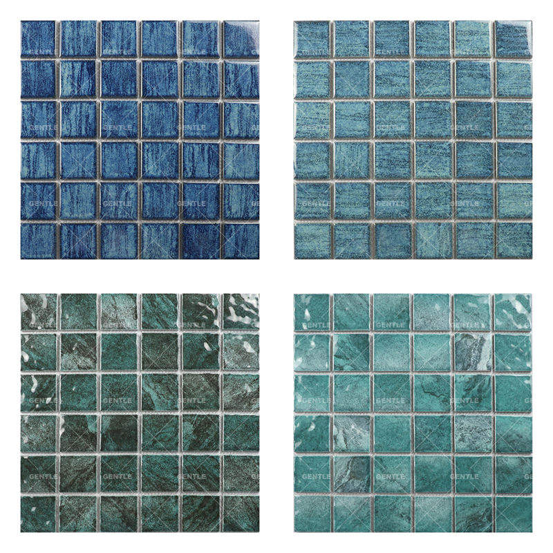 [DSC-2607-30091] Gạch Mosaic Bể Bơi Ceramic GENTLE G48B103 - Xanh Lam Trộn Xanh Lá